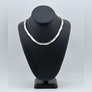 Vintage Modernist Segmented Link Rivet Sterling Silver Necklace 70’s-80’s